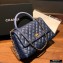 Chanel Coco Handle Medium Flap Bag Navy Blue with Lizard Top Handle A92991 Top Quality 7148