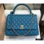 Chanel Coco Handle Medium Flap Bag Turquoise Blue with Lizard Top Handle A92991 Top Quality 7148