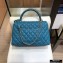 Chanel Coco Handle Medium Flap Bag Turquoise Blue with Lizard Top Handle A92991 Top Quality 7148