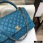 Chanel Coco Handle Medium Flap Bag Turquoise Blue with Lizard Top Handle A92991 Top Quality 7148