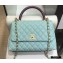 Chanel Coco Handle Medium Flap Bag Light Green/Burgundy with Lizard Top Handle A92991 Top Quality 7148