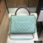 Chanel Coco Handle Medium Flap Bag Light Green/Burgundy with Lizard Top Handle A92991 Top Quality 7148