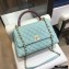 Chanel Coco Handle Medium Flap Bag Light Green/Burgundy with Lizard Top Handle A92991 Top Quality 7148
