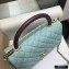 Chanel Coco Handle Medium Flap Bag Light Green/Burgundy with Lizard Top Handle A92991 Top Quality 7148