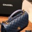 Chanel Coco Handle Medium Flap Bag Navy Blue with Lizard Top Handle A92991 Top Quality 7148