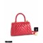 Chanel Waxy Leather Coco Handle Chevron Small Flap Bag Red with Top Handle A92990
