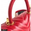 Chanel Waxy Leather Coco Handle Chevron Small Flap Bag Red with Top Handle A92990
