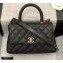 Chanel Coco Handle Small Flap Bag Black/Silver with Top Handle A92990