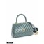Chanel Waxy Leather Coco Handle Chevron Small Flap Bag Light Green with Top Handle A92990