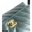 Chanel Waxy Leather Coco Handle Chevron Small Flap Bag Light Green with Top Handle A92990
