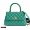 Chanel Coco Handle Small Flap Bag Green with Top Handle A92990