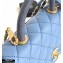 Chanel Coco Handle Small Flap Bag Denim Blue/Lizard with Top Handle A92990