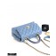 Chanel Coco Handle Small Flap Bag Denim Blue/Lizard with Top Handle A92990