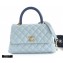 Chanel Coco Handle Small Flap Bag Baby Blue/Lizard with Top Handle A92990