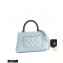 Chanel Coco Handle Small Flap Bag Baby Blue/Lizard with Top Handle A92990
