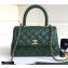Chanel Coco Handle Small Flap Bag Dark Green with Top Handle A92990