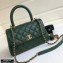 Chanel Coco Handle Small Flap Bag Dark Green with Top Handle A92990