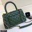 Chanel Coco Handle Small Flap Bag Dark Green with Top Handle A92990