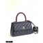Chanel Coco Handle Small Flap Bag Navy Blue/Burgundy Lizard with Top Handle A92990