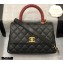 Chanel Coco Handle Small Flap Bag Black/Gold Burgundy Lizard with Top Handle A92990
