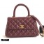Chanel Coco Handle Small Flap Bag Burgundy with Top Handle A92990