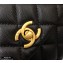 Chanel Coco Handle Small Flap Bag Black/Gold Burgundy Lizard with Top Handle A92990
