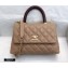 Chanel Coco Handle Small Flap Bag Beige/Burgundy with Lizard Top Handle A92990 Top Quality 7147