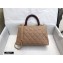 Chanel Coco Handle Small Flap Bag Beige/Burgundy with Lizard Top Handle A92990 Top Quality 7147