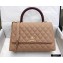 Chanel Coco Handle Medium Flap Bag Beige/Burgundy with Lizard Top Handle A92991 Top Quality 7148