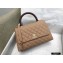 Chanel Coco Handle Medium Flap Bag Beige/Burgundy with Lizard Top Handle A92991 Top Quality 7148