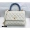 Chanel Coco Handle Small Flap Bag White/Blue with Lizard Top Handle A92990 Top Quality 7147