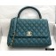 Chanel Coco Handle Medium Flap Bag Green with Lizard Top Handle A92991 Top Quality 7148