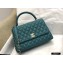 Chanel Coco Handle Medium Flap Bag Green with Lizard Top Handle A92991 Top Quality 7148