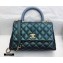 Chanel Coco Handle Small Flap Bag Pearl Green/Blue with Lizard Top Handle A92990 Top Quality 7147