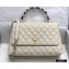 Chanel Coco Handle Medium Flap Bag White with Python Top Handle A92991 Top Quality 7148