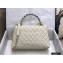 Chanel Coco Handle Medium Flap Bag White with Python Top Handle A92991 Top Quality 7148