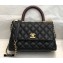 Chanel Coco Handle Small Flap Bag Black/Burgundy with Lizard Top Handle A92990 Top Quality 7147
