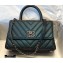 Chanel Caviar Calfskin Coco Handle Chevron Small Flap Bag Pearl Green with Top Handle A92990 7147