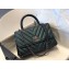 Chanel Caviar Calfskin Coco Handle Chevron Small Flap Bag Pearl Green with Top Handle A92990 7147