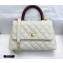 Chanel Coco Handle Small Flap Bag White/Burgundy with Lizard Top Handle A92990 Top Quality 7147