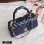 Chanel Waxy Calfskin Coco Handle Chevron Small Flap Bag Navy Blue with Top Handle A92990 7147