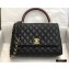 Chanel Coco Handle Medium Flap Bag Black/Burgundy with Lizard Top Handle A92991 Top Quality 7148