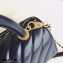 Chanel Waxy Calfskin Coco Handle Chevron Small Flap Bag Navy Blue with Top Handle A92990 7147
