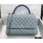 Chanel Coco Handle Medium Flap Bag Gray with Lizard Top Handle A92991 Top Quality 7148