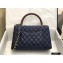 Chanel Coco Handle Medium Flap Bag Navy Blue/Burgundy with Lizard Top Handle A92991 Top Quality 7148