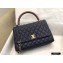 Chanel Coco Handle Medium Flap Bag Navy Blue/Burgundy with Lizard Top Handle A92991 Top Quality 7148