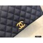 Chanel Coco Handle Medium Flap Bag Navy Blue/Burgundy with Lizard Top Handle A92991 Top Quality 7148