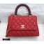 Chanel Coco Handle Small Flap Bag Red/Burgundy with Lizard Top Handle A92990 Top Quality 7147