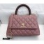 Chanel Coco Handle Small Flap Bag Dusty Pink/Burgundy with Lizard Top Handle A92990 Top Quality 7147