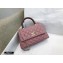 Chanel Coco Handle Small Flap Bag Dusty Pink/Burgundy with Lizard Top Handle A92990 Top Quality 7147
